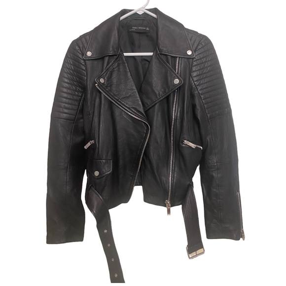 Zara | Jackets & Coats | Zara Black Sheep Leather Biker Jacket | Poshmark